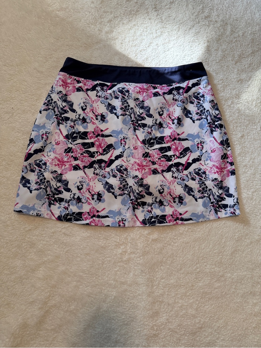 Pebble Beach Pink and Navy Floral Mini Skirt